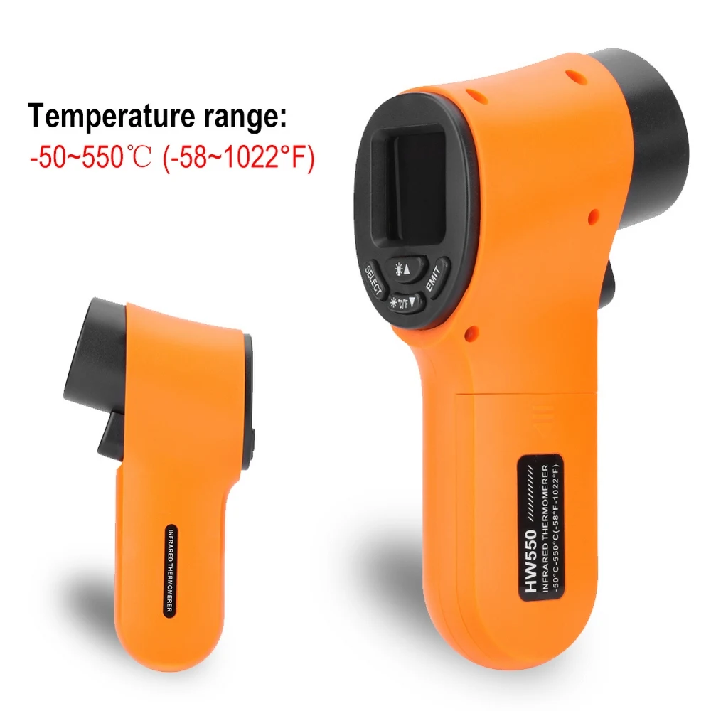 Non-Contact Laser -50~550℃ Infrared Industrial Thermometer Infrare Pyrometer IR Laser Temp Meter Industrial Pyrometer Point Gun