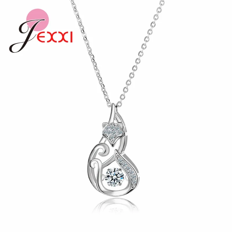 Top Quality Cubic Zirconia Fox Pendant Neckalce 925 Sterling Silver Chain Necklace Pendant Wedding Jewelry