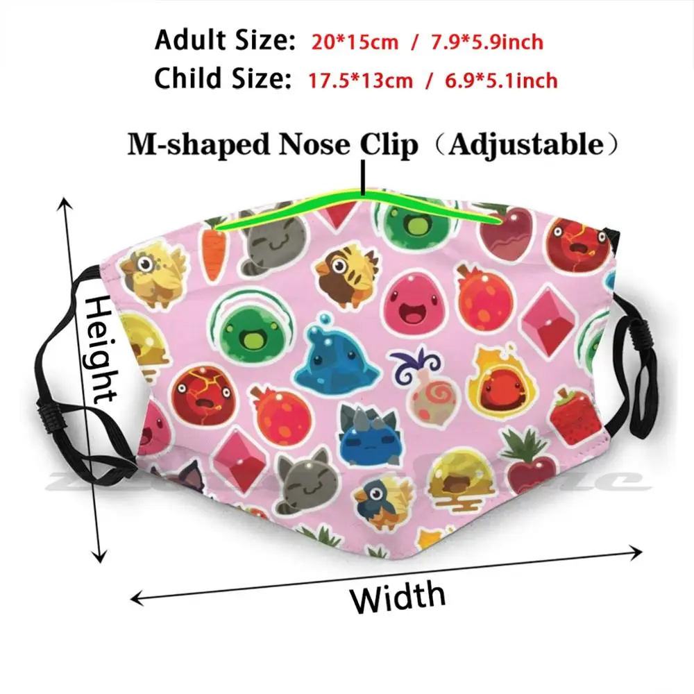 Cute Pink Slime Rancher Pattern Mask DIY Washable Filter Pm2.5 Mouth Trending Slime Rancher Video Games Gamer Gamer Girl