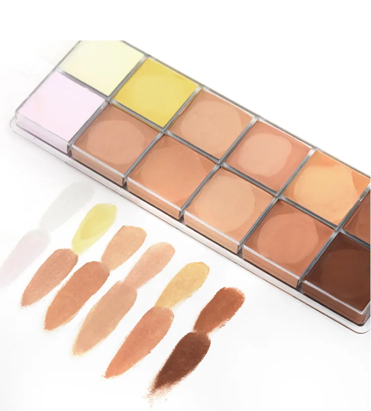 Paleta de Base para corrector facial, 12 colores, paleta de contorno de cobertura completa, maquillaje, crema correctora, Etiqueta Privada, cosméticos, venta al por mayor