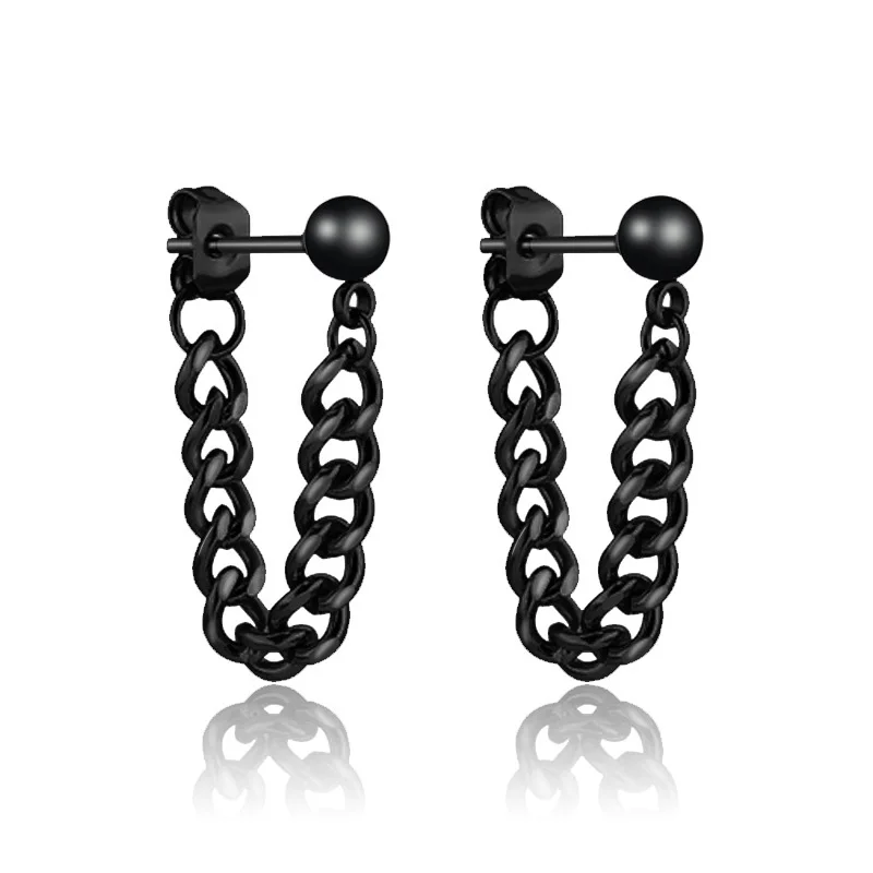 Men Women Punk Earring Stainless steel chain eardrop pendant ear jewelry simple Personality Earring