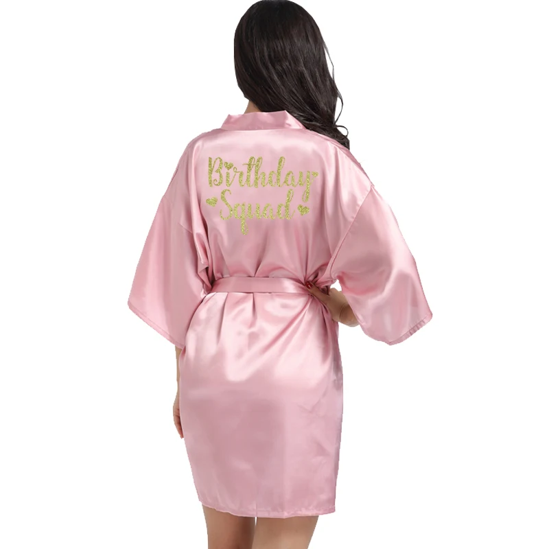 Birthday Girl Squad Kimono Robe Bathrobe Women Silk Birthday Robes Sexy Nightwear Robes Satin Robe Ladies Dressing Gowns