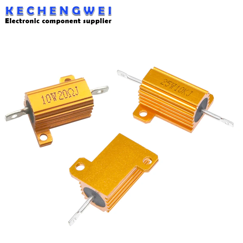 1PCS 10W 25W Aluminum Metal Shell Case Wirewound Resistor 0.01 ~ 30K 1 2 3 5 6 8 10 20 100 150 1K 10K ohm RX24