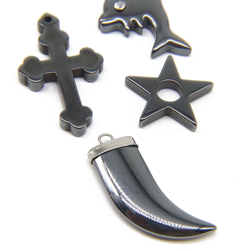 1/5pcs Natural stone 20x30mm Non-Magnetic Hematite Alloy Crescent Shape Pendant DIY Making Bracelet Necklace Jewelry Finding