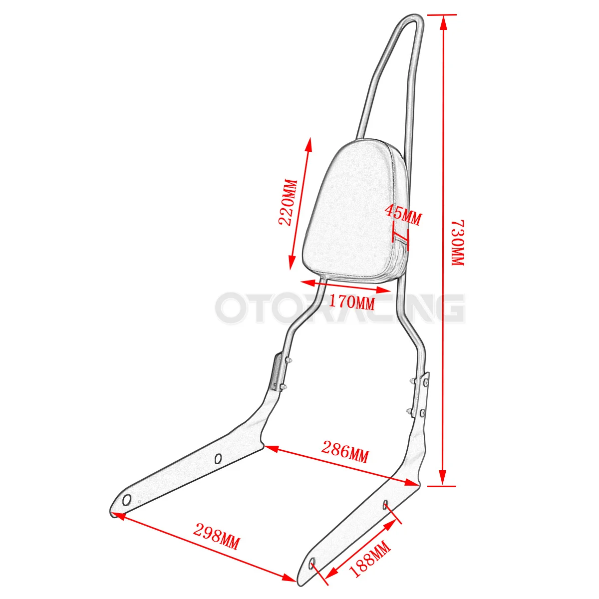 Motorcycle Accessories Backrest Sissy Bar For Honda Shadow Spirit Phantom 750 VT750 VT750C2 2007-2014 VT750C2B 2010-2019