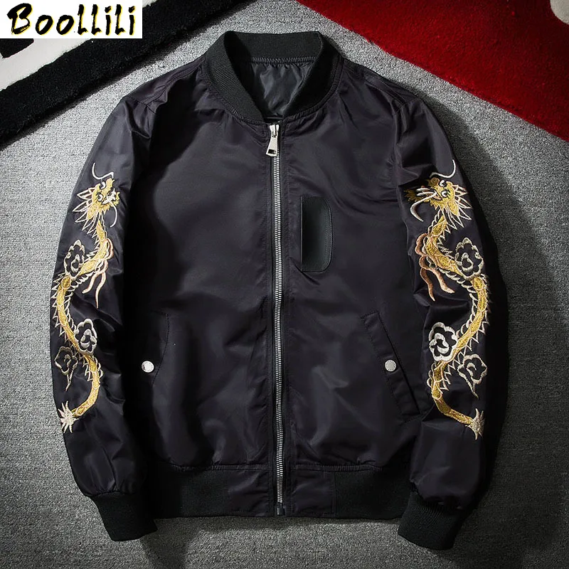 

Dragon Bomber Jacket Eagle Embroidery Men's Jacket Stand Collar Fashion Outwear Autumn Men Coat Bomb Baseball Jackets