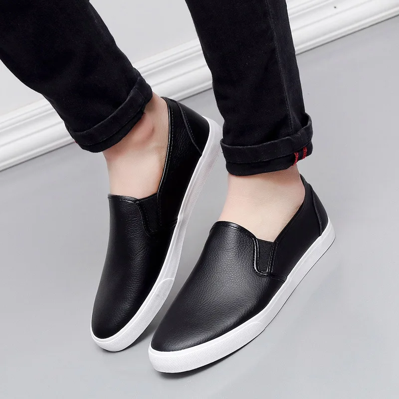 New PU Leather Men\'s Korean Casual Shoes Slip-on Shoes Driving Leisure Shoes Sneakers Men Tenis Masculino