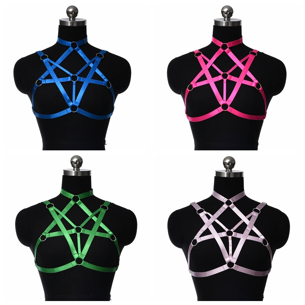 

BONDAGE STRAPPY Harness Bra Rave Fetish Body Cage Crop Top Bra Women Sexy Lingerie Adjust Punk Goth Hollow Body Harness