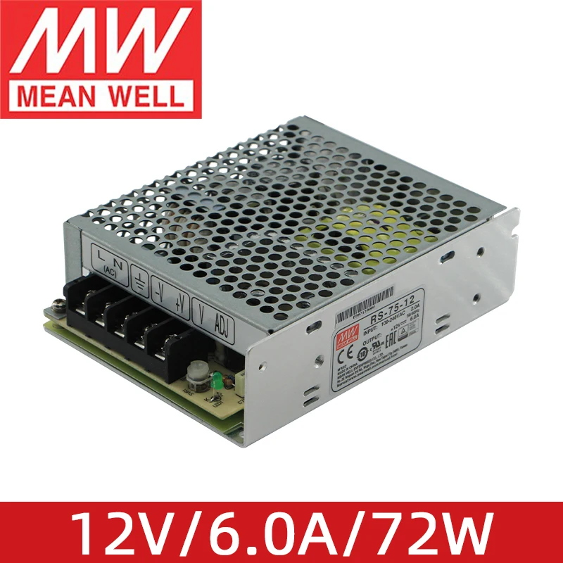 

MEAN WELL RS-75-12 12V 6.0A 72W High Quality meanwell AC/DC 75W Single Output Switching Power Supply