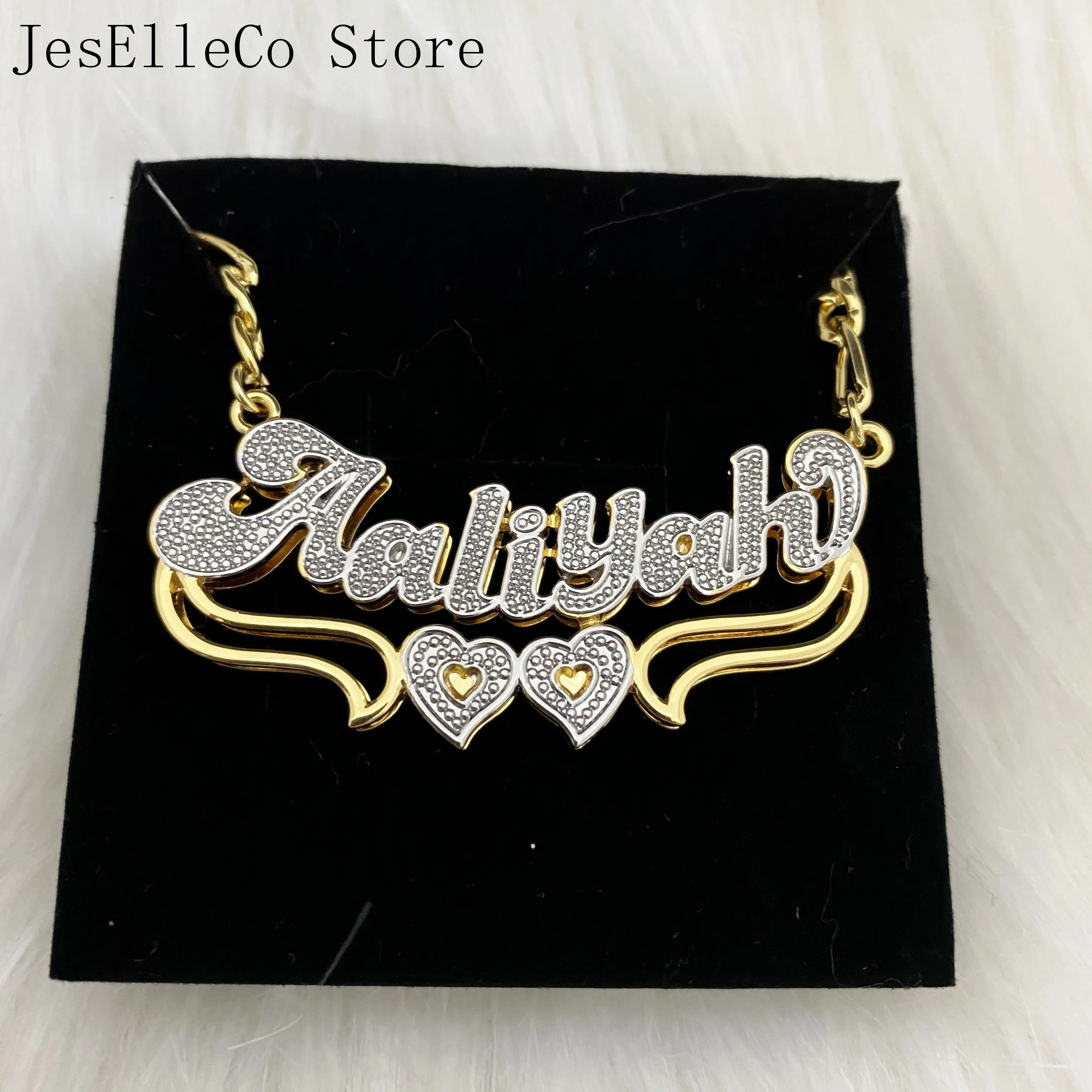 New Custom Name Necklace Women Double Plated Gothic Nameplate Necklace Personalized Customized  Necklace Gift