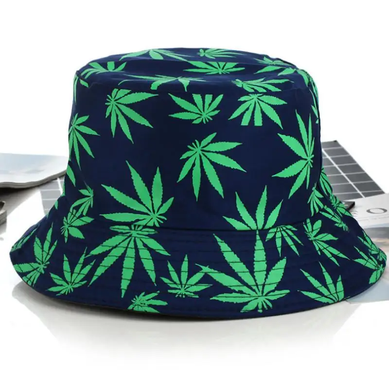 Maple Leaf Panama Bucket Hat Women Men Hip Hop Cap Couple Summer Cotton Fishing Hat Sun Flat Top Fisherman Hats Caps Boonie Gift