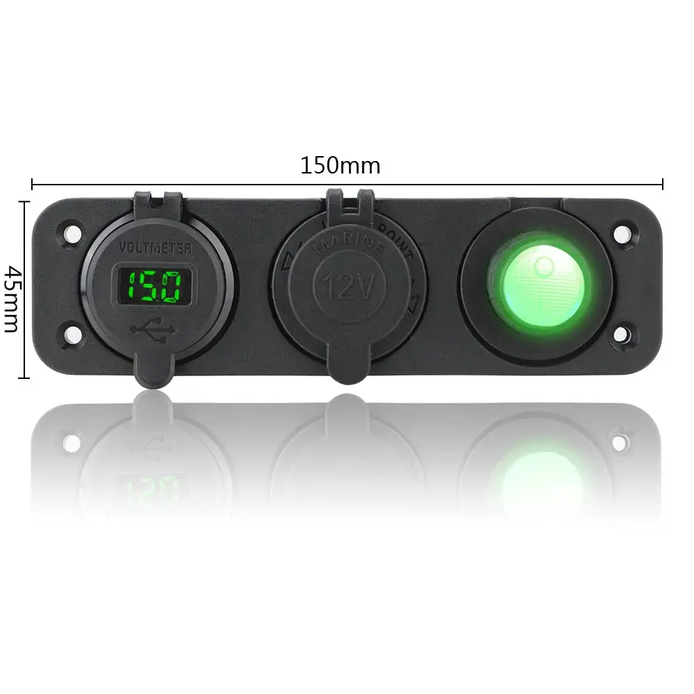 Toggle Rocker Switch Dual USB Port For Car Marine DC 12V/24V 3 IN 1