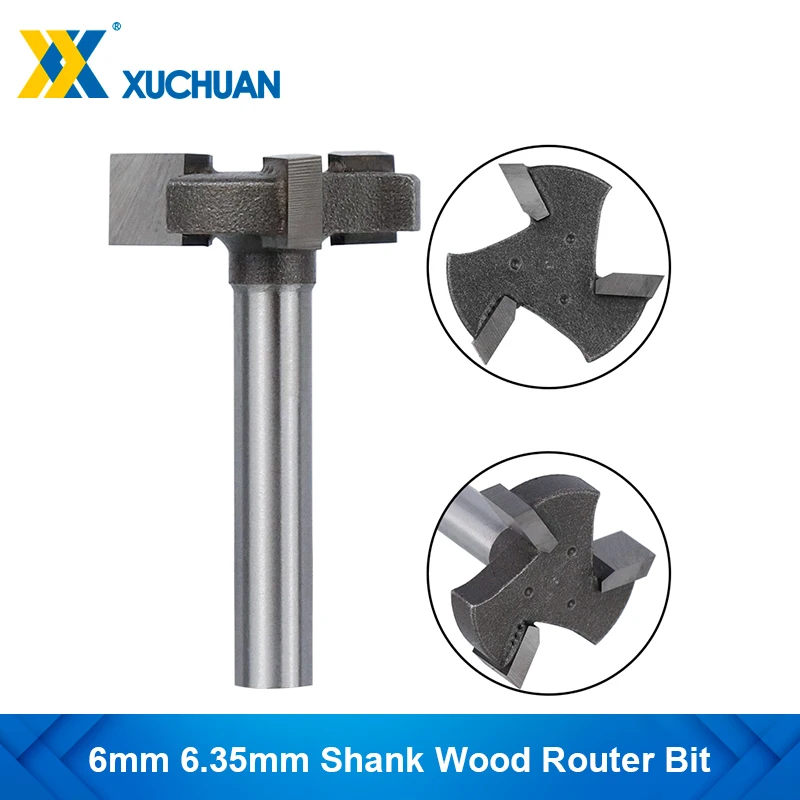 Spoilboard Surfacing Router Bit 6mm 6.35mm Shank Slab Flattening Router Bit T-Slot Milling Cutter For Woodworking Router Bit