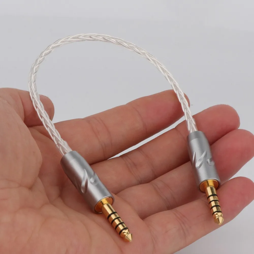 Preffair 4,4-mm-Klinken-Audiokabel, Stecker auf Stecker, Audio-Aux-Kabel, 5-polig, 8 Kerne, OCC, Silber, für Kopfhörer, MP3-Lautsprecher, AUX – Detail 6