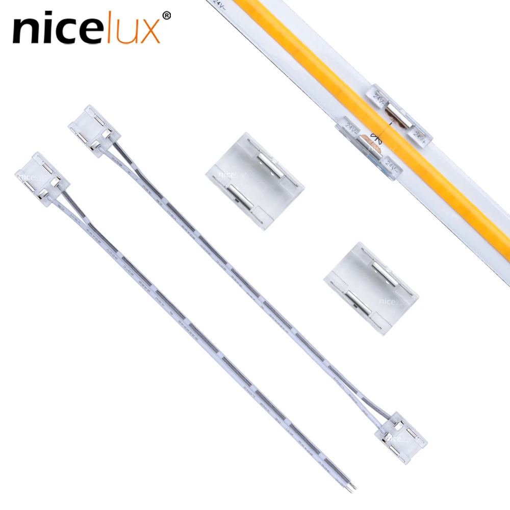 

5pcs COB LED Strip Connector for IP20 High Density FOB 8mm 10mm 2pin Single Color SMD 144 240 300 LEDs/m Tape Light Connectors