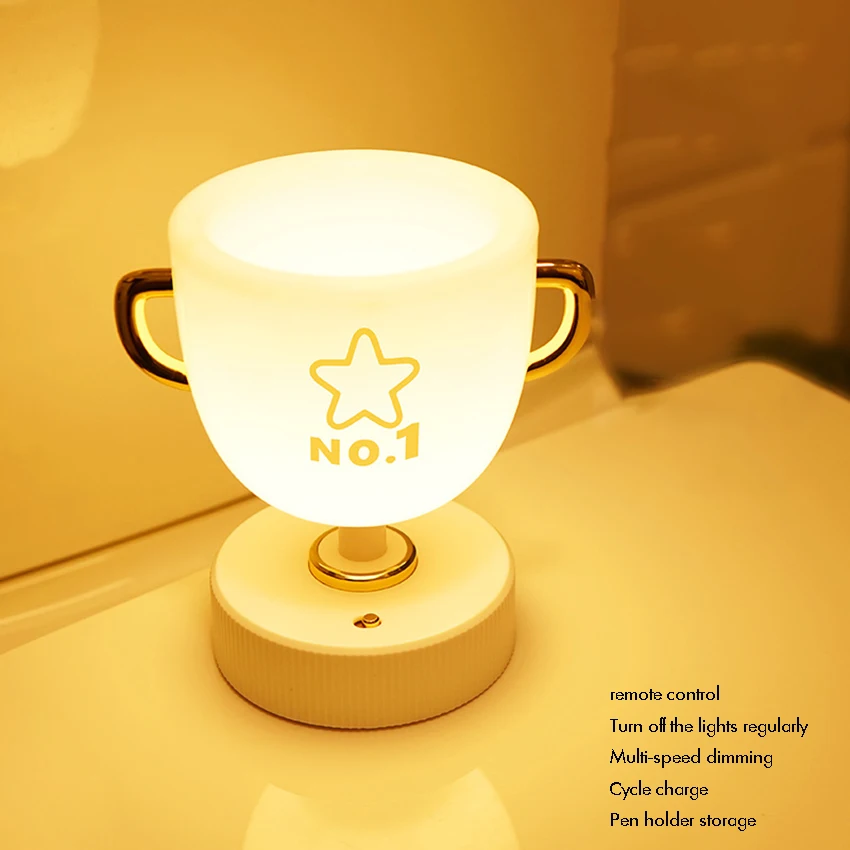 Portalápices de luz nocturna LED, lámpara de noche con carga USB, protección ocular para dormitorio, niños, estudiantes, lámpara de mesa, luz amarilla/colorida