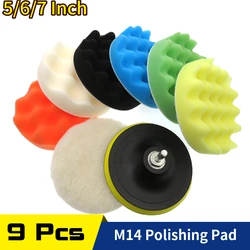 Car Polishing Pad Set, esponja, polimento, enceramento, polonês, amortecedor, broca, polidor de rodas, remove arranhões, broca M14, 5 