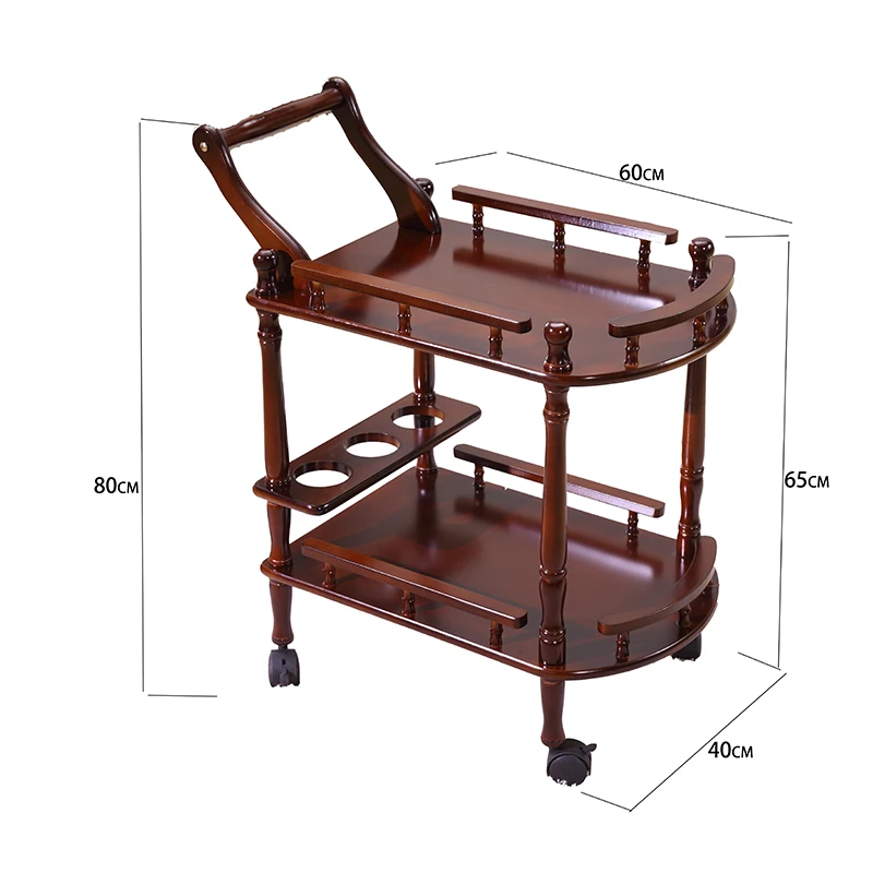 عربة فندق طاولات القهوة الخشبية الصلبة متعددة الأغراض رف عرض الرف المنزلية طبقة مزدوجة المنقولة طاولات الشاي الطعام سيارة