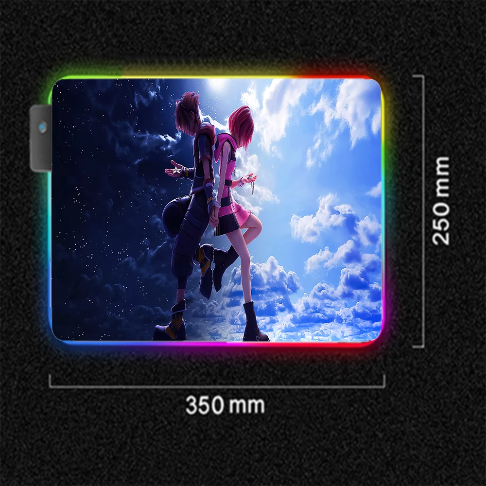 Imagem -02 - Kingdom Hearts Sora hd Rgb Mousepad Gamer Led Colorido Usb Laptop Teclado Anti-slip cs go Anime Gaming Desk Melhor Escolha