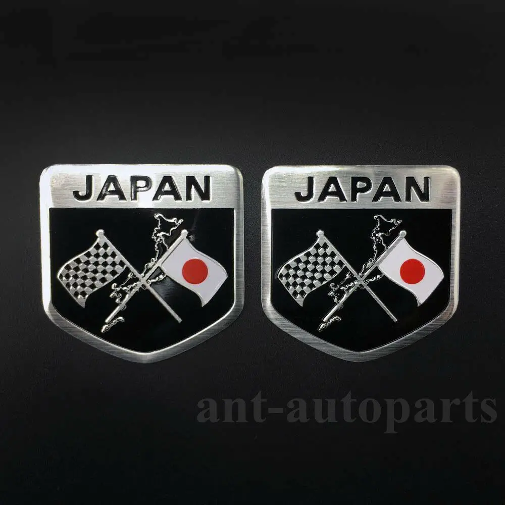 

2pcs Aluminum Japan Japanese Flag Shield Car Trunk Badge Emblem JDM Sticker