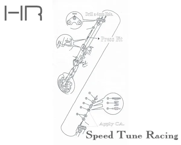 Direção de chinelo suave ajustável HR para motocicleta Kyosho 1/8 NSR500