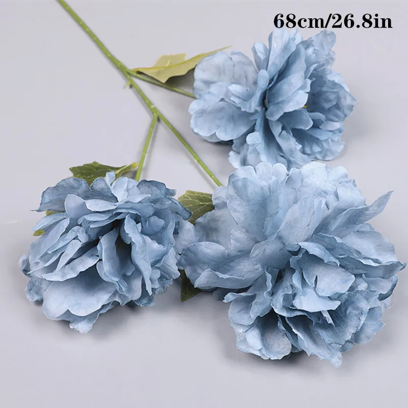 פרחי משי כחולים מלאכותיים לחתונה ועיצוב