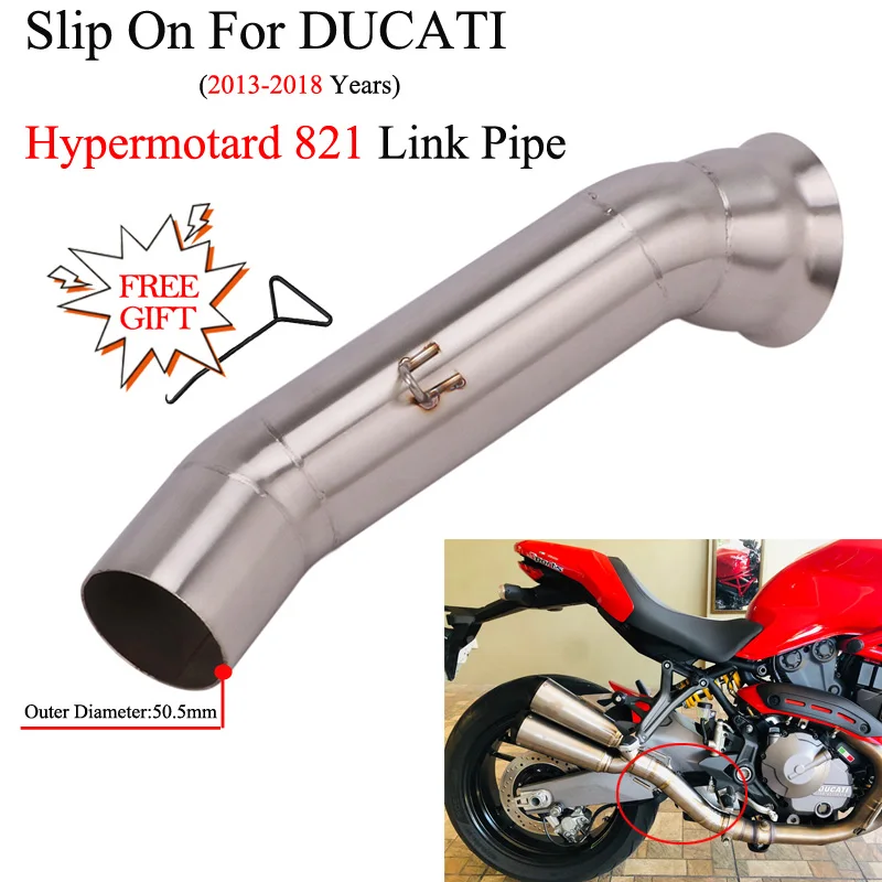 

Slip On For DUCATI Hypermotard 821 2013 - 2018 Hyperstrada Motorcycle Exhaust Escape Modified Connection Middle Link Pipe 51mm