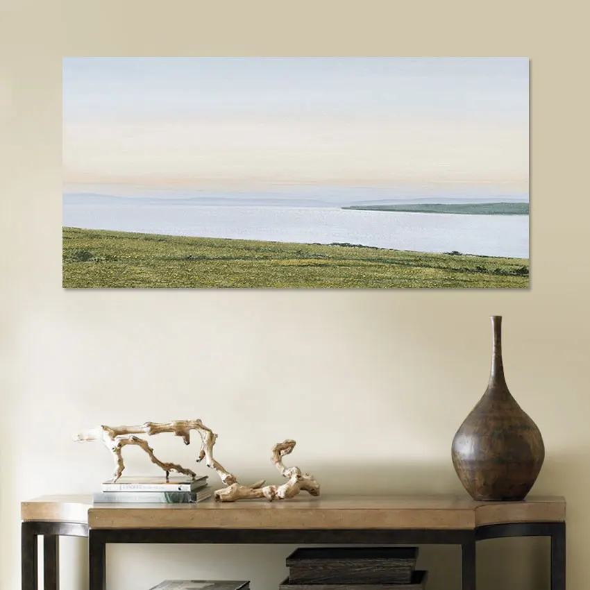 

Oil Painting on Canvas, Handmade Wall Art, Modern Bedroom Decoration, Unframed Landscape, On The Grass, Lake, High Quality