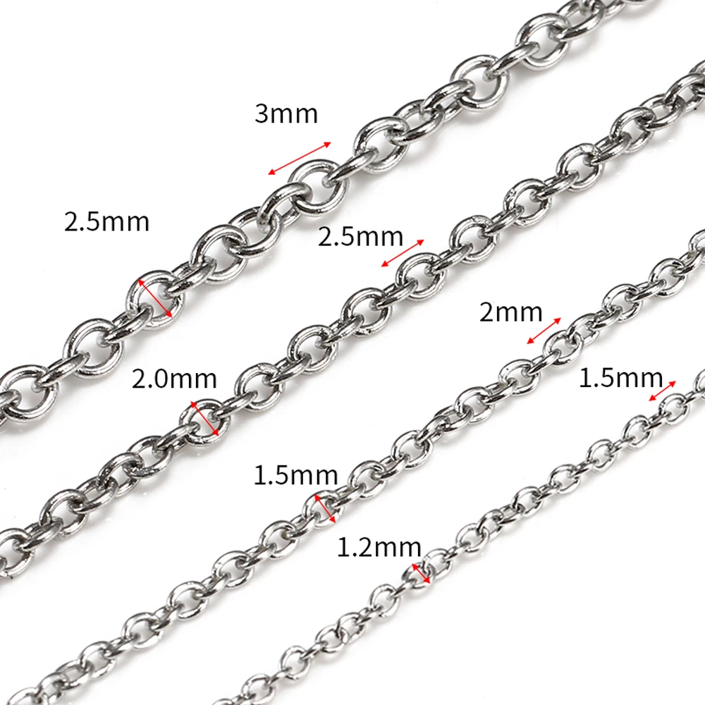 10Meters/roll Stainless Steel O Shape Link Cable Chain Round Cross Chain Bracelet Necklace DIY Jewelry Making DIY Wholesale