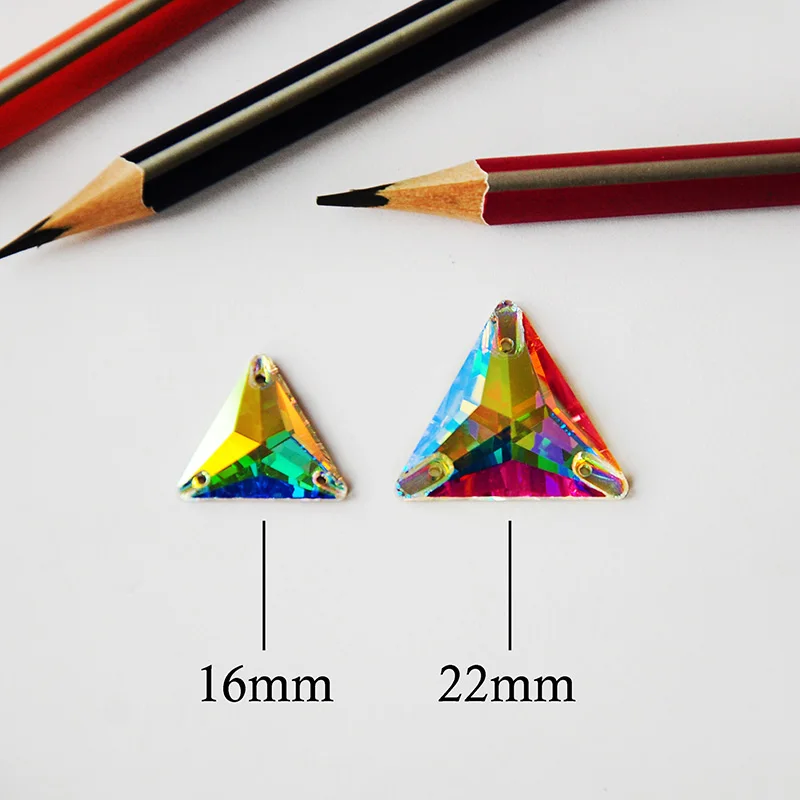 Golden Shadow Triangle Glass Strass Craft Glitter Flatback Crystal Sew On Rhinestones Sewing Accessories For Garment Decorations