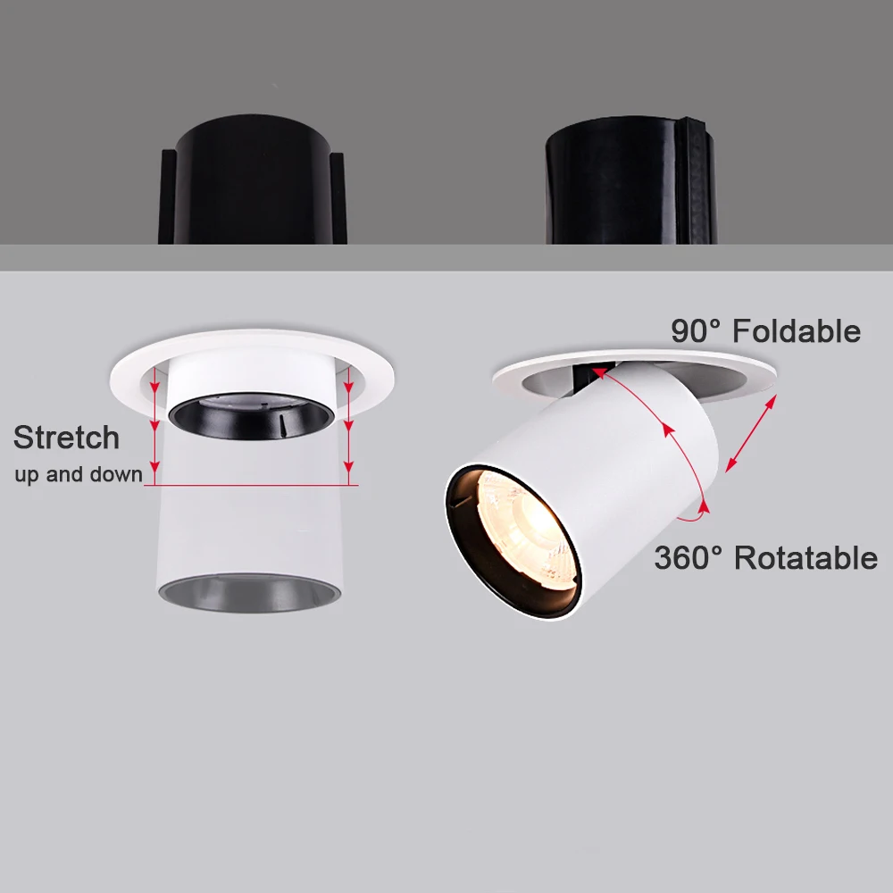 Foco de techo cuadrado redondo ajustable, foco empotrable, LED COB, 12W, 15W, 18W, 24W, iluminación interior para cocina y sala de estar