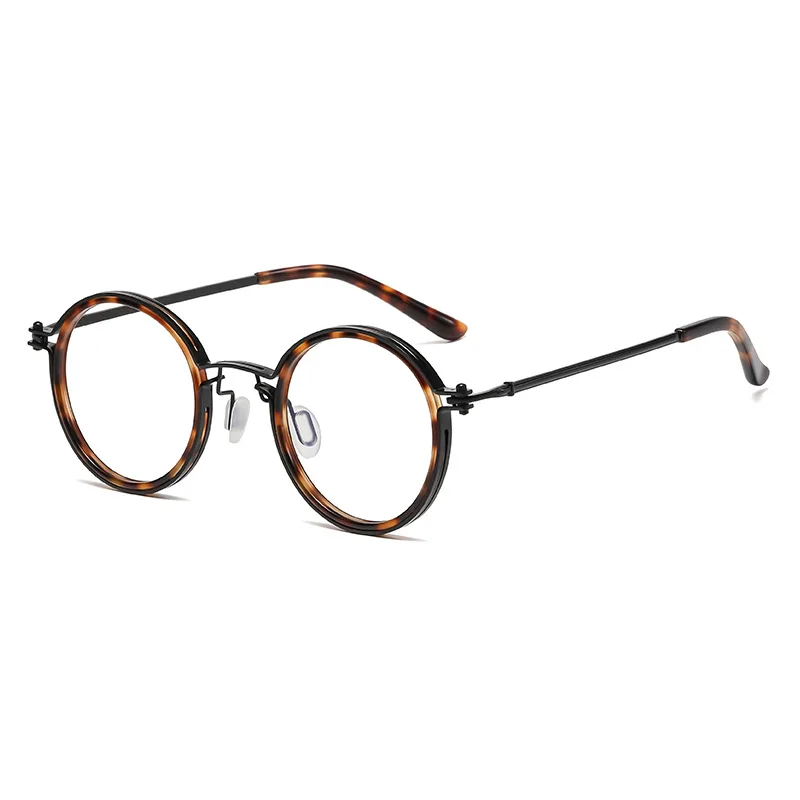 

Vintage Handmade Round Nearsight Eyeglasses Anti-blue Artsy Eyewear Double Rim Industrial Retro Spectacles