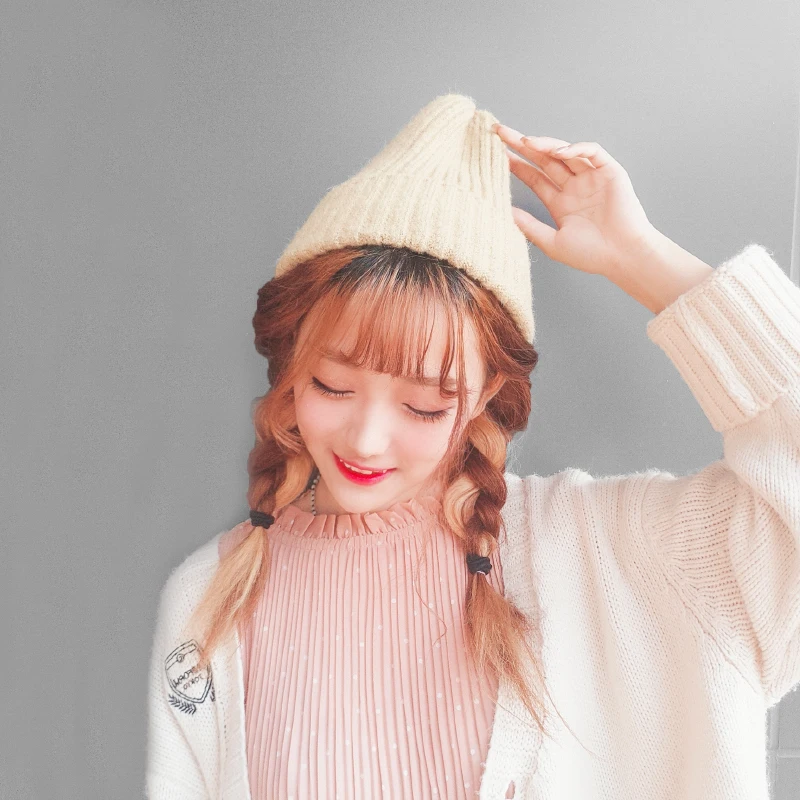 Neue Candy Farben Winter Hut Frauen Gestrickte Hut Warme Weiche Trendy Hut Kpop Stil Wolle Beanie Elegante Alle-spiel hut – Detail 8