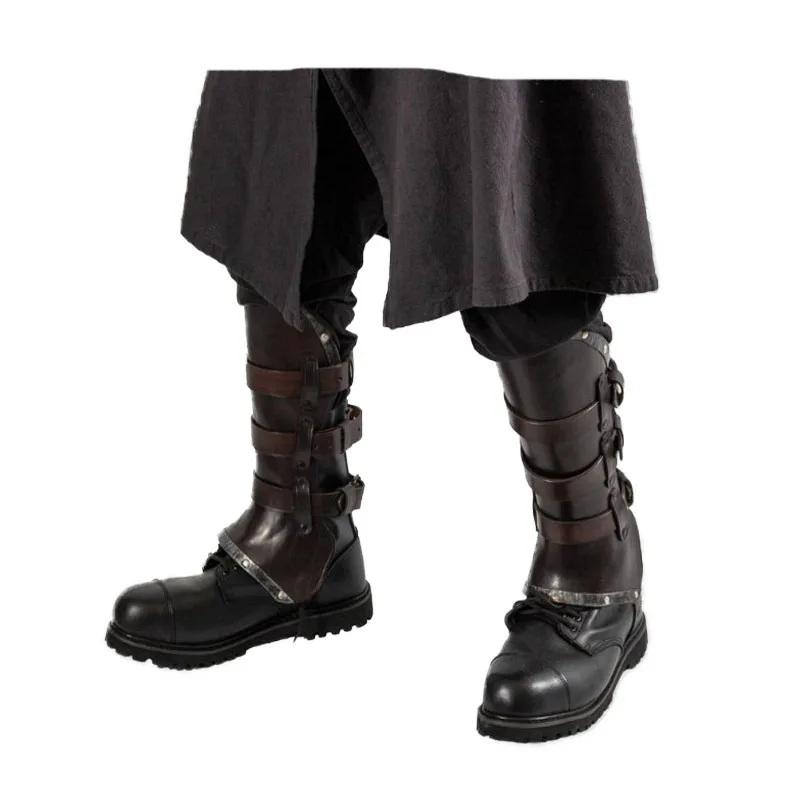 Cobertura retro medieval do pé do guerreiro, Role Playing Knight Acessórios, Samurai Retro PU Shoes Suit, Equipamento cavaleiro, Unisex COS Foot Cover