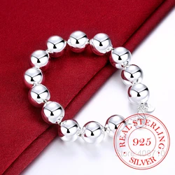 High Quality 925 Sterling Silver Lucky Round Prayer Beads Bracelets & Bangles Pulseras For Men and Women Fine Jewelry