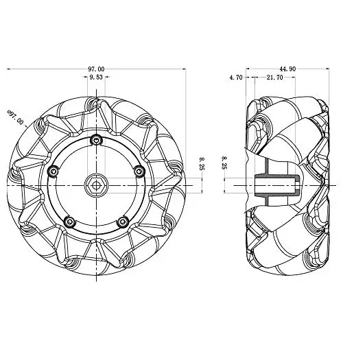 15KG Load 96mm Omni Mecanum Wheel with 4/6mm Couplings for Arduino Raspberry Pi DIY STEM Toy Parts