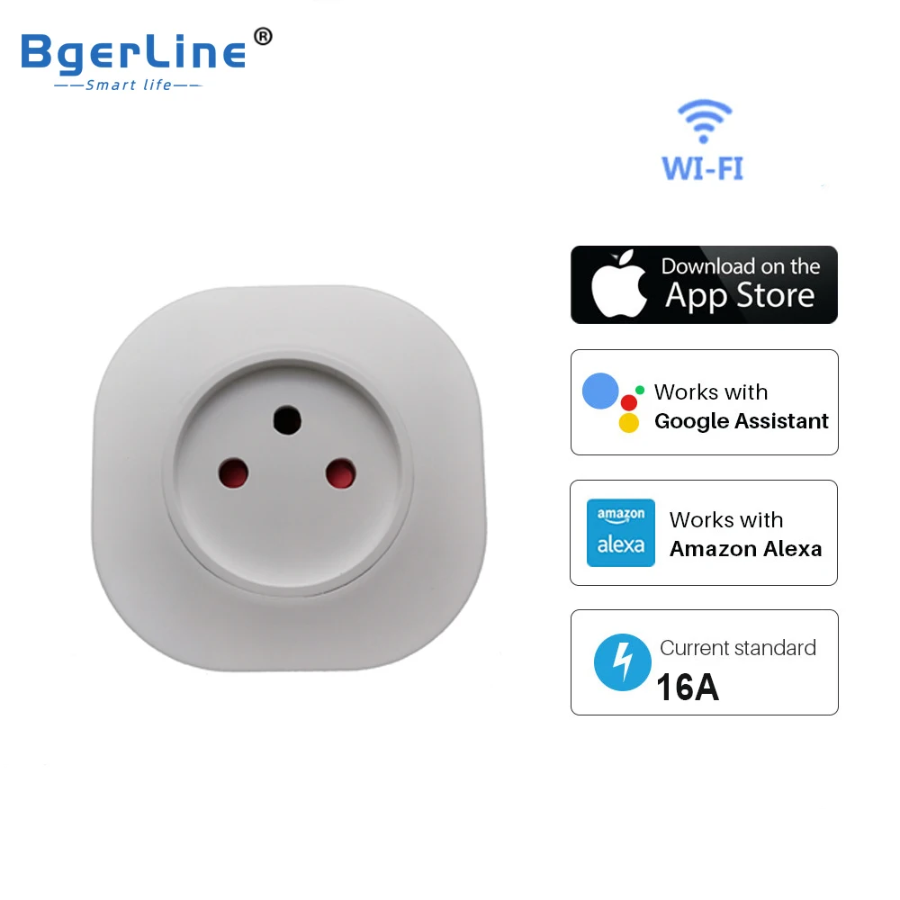 WiFi Israel socket 16A Wireless Smart Plug 220V Power Outlet Smart life APP Remote Control Compatible Alexa Google Assistant