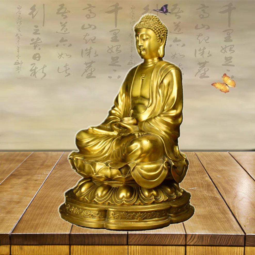 Pure Copper Buddha Ornaments Sambo Buddha Statue Of Shakyamuni  Amitabha Medicine Master Buddhist Temple Buddha Statue