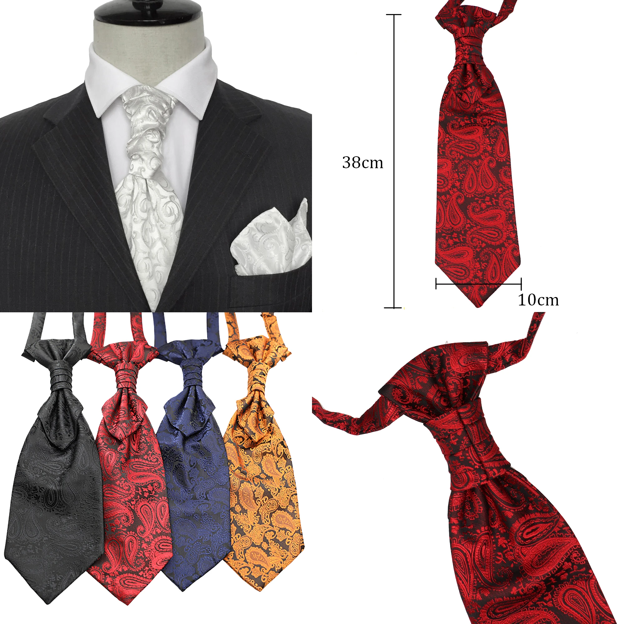 Men‘s Luxury Paisley Tie Jacquard Woven Silk Men Ties Necktie Red Black Blue Business Wedding Party Gentleman Accessories Gift