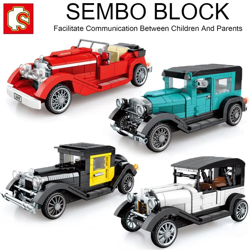 City Mechanical Classic Car MOC Model Bricks  High-Tech Classical Convertible Racing Vehicle Building Blocks Toys For Kid