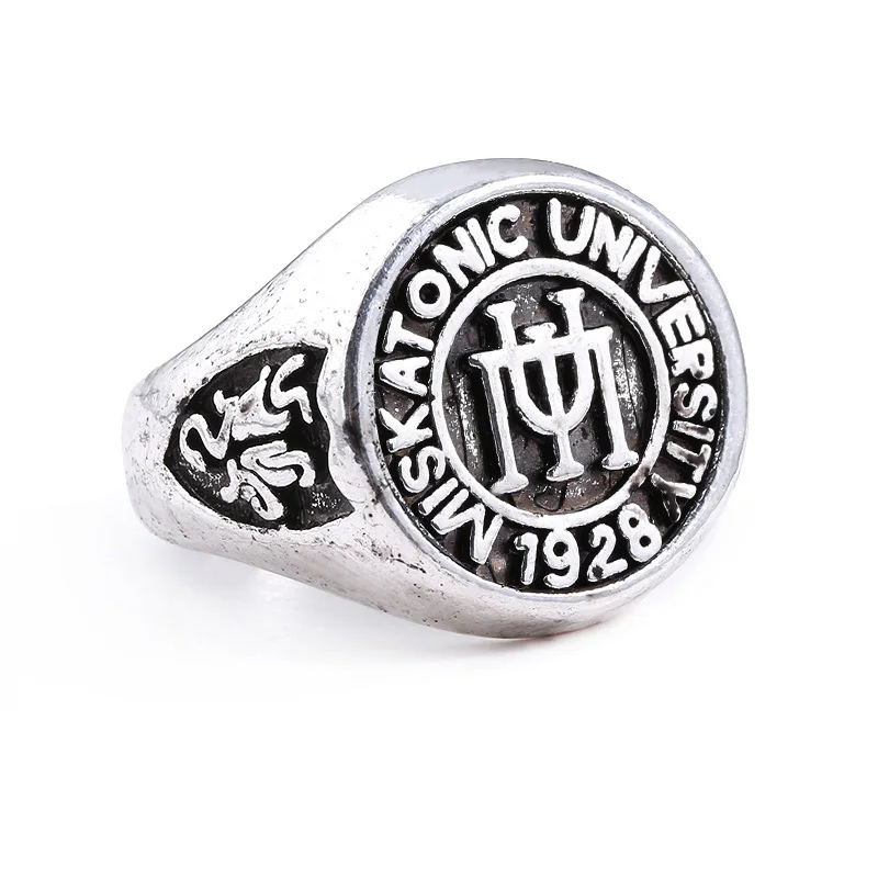 Fashion Vintage Cthulhu Ring Retro H.P. Lovecraft Miskatonic University Class Rings for Men Women Cosplay Jewelry Gift