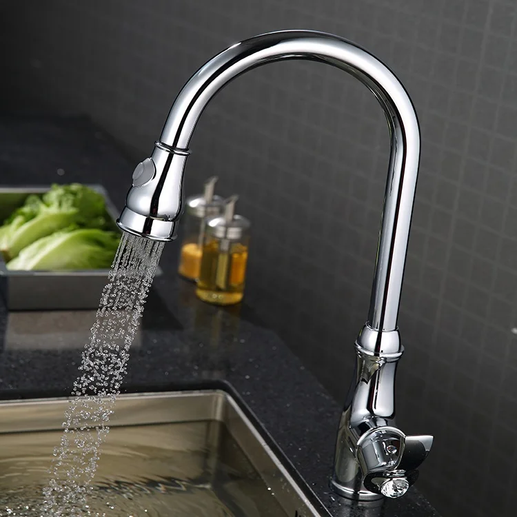 Top quality Single Level Solid brass Kitchen Sink Faucets with Pull down Sprayer Hot and cold water mixer faucet tap