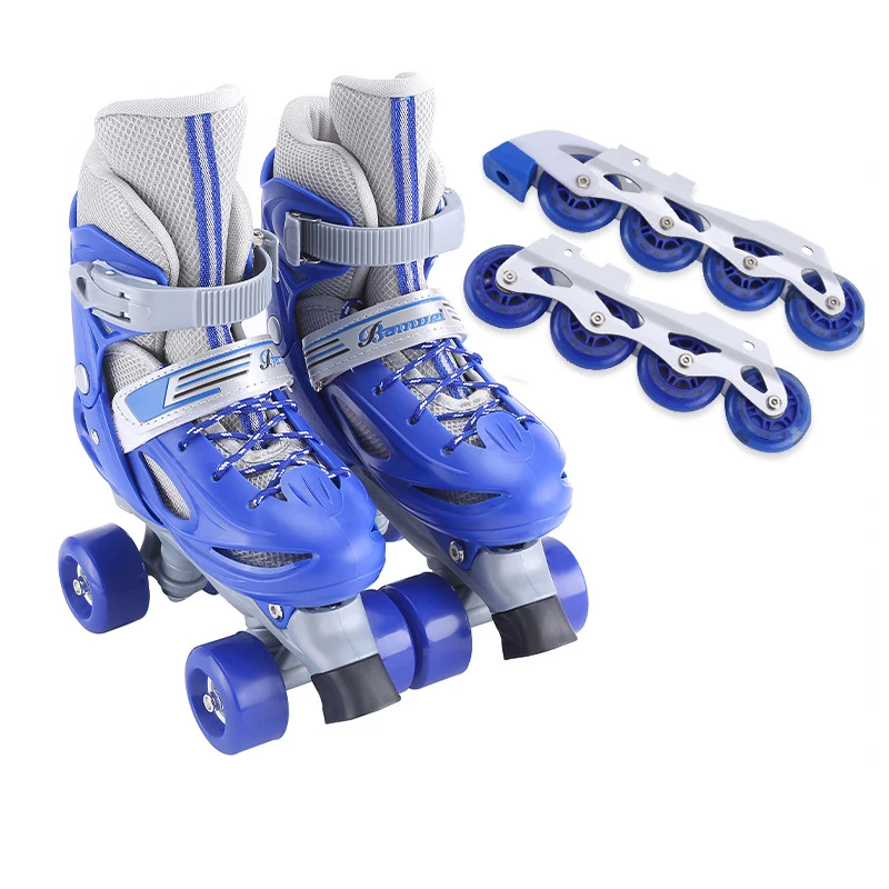 Patins Inline ajustáveis para crianças, sapatos de patinação quádrupla, 2 Row Line Sneakers, Kids Gift, rodas esportivas ao ar livre, 2 em 1