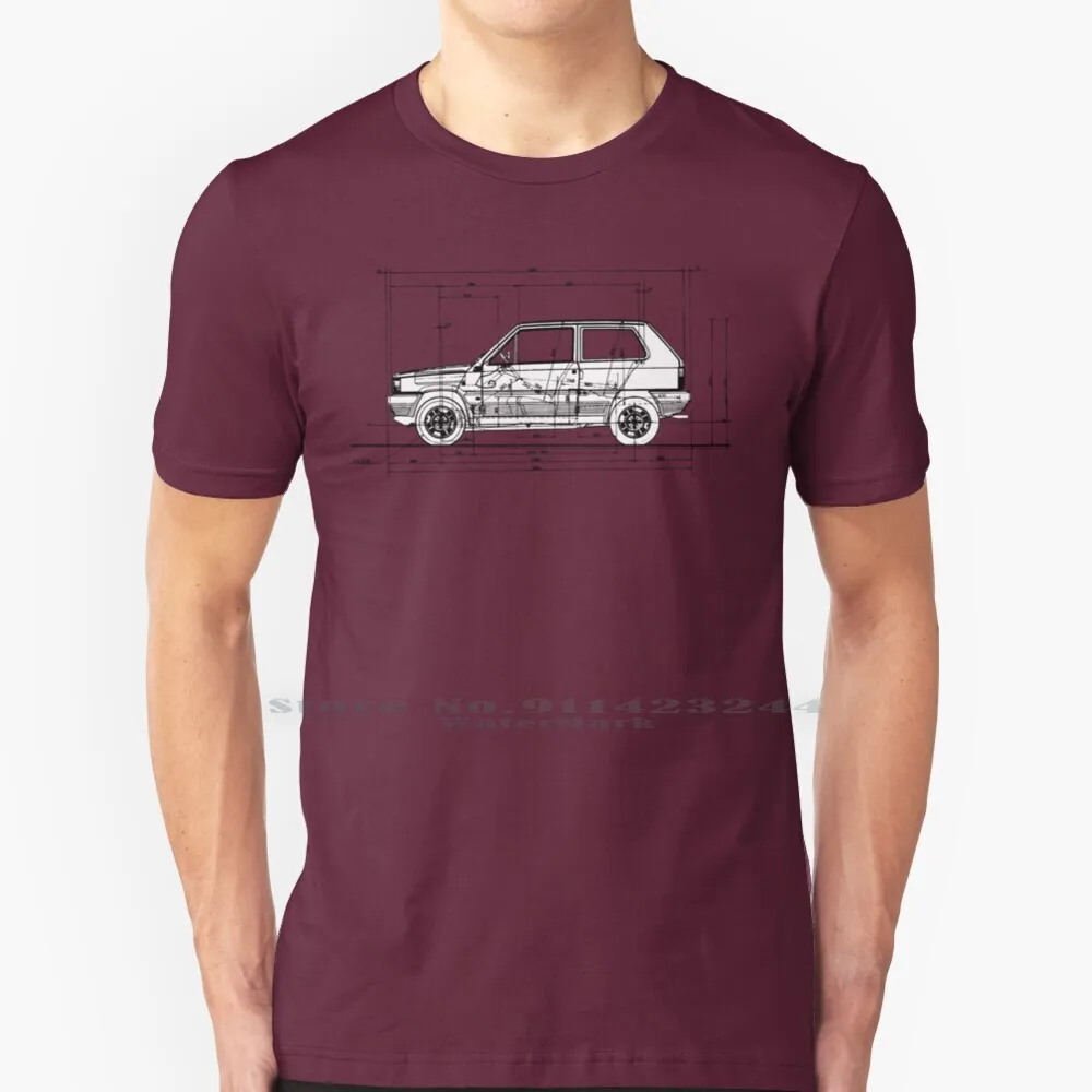 Fiat Panda T Shirt Cotton 6XL Panda Fiat 500 2cv Dauphine Microcar Minicar Small Runabout Italy Italian 1950s 1960s 1970s 1980s