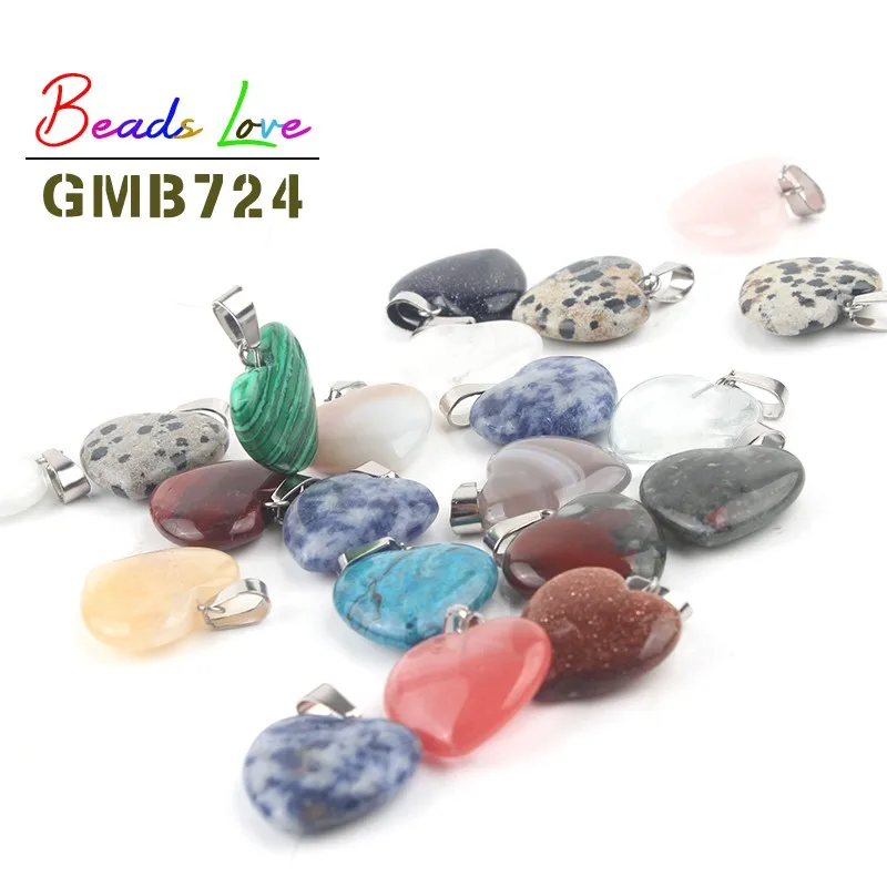 Wholesale 10pcs Mixed Natural Stone Pendant Love Heart Star Charms Pendants for Jewelry Making Diy Bracelet Necklace Accessories