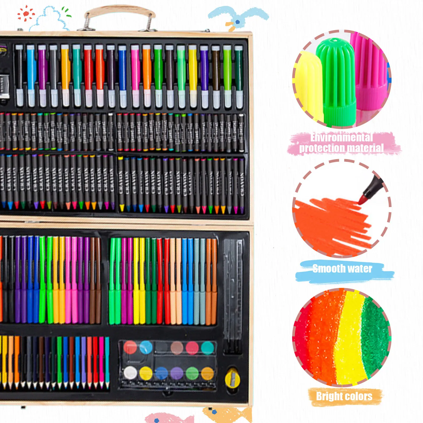 180pcs Painting Tool Set Watercolor Pen Sketch Pencil Crayon Oil Pastel Artist Drawing Tool Supplies Kids Stationery Gift Set