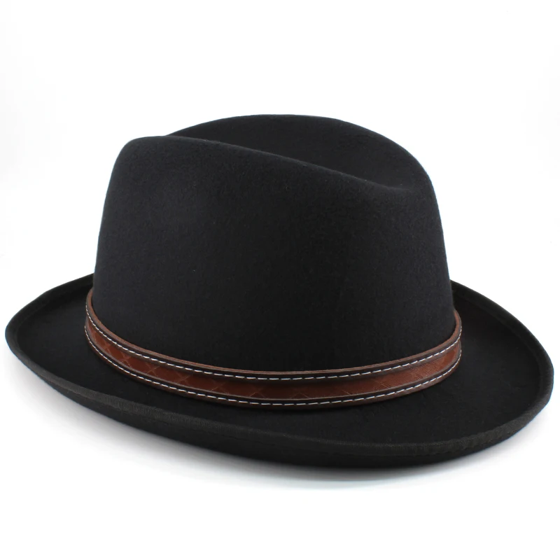 Men Women Wool Blend Classical Retro Homburg Hats Party Fedora Caps Outdoor Trilby Sunhat Jazz Winter Warm Adjustable Size M-L