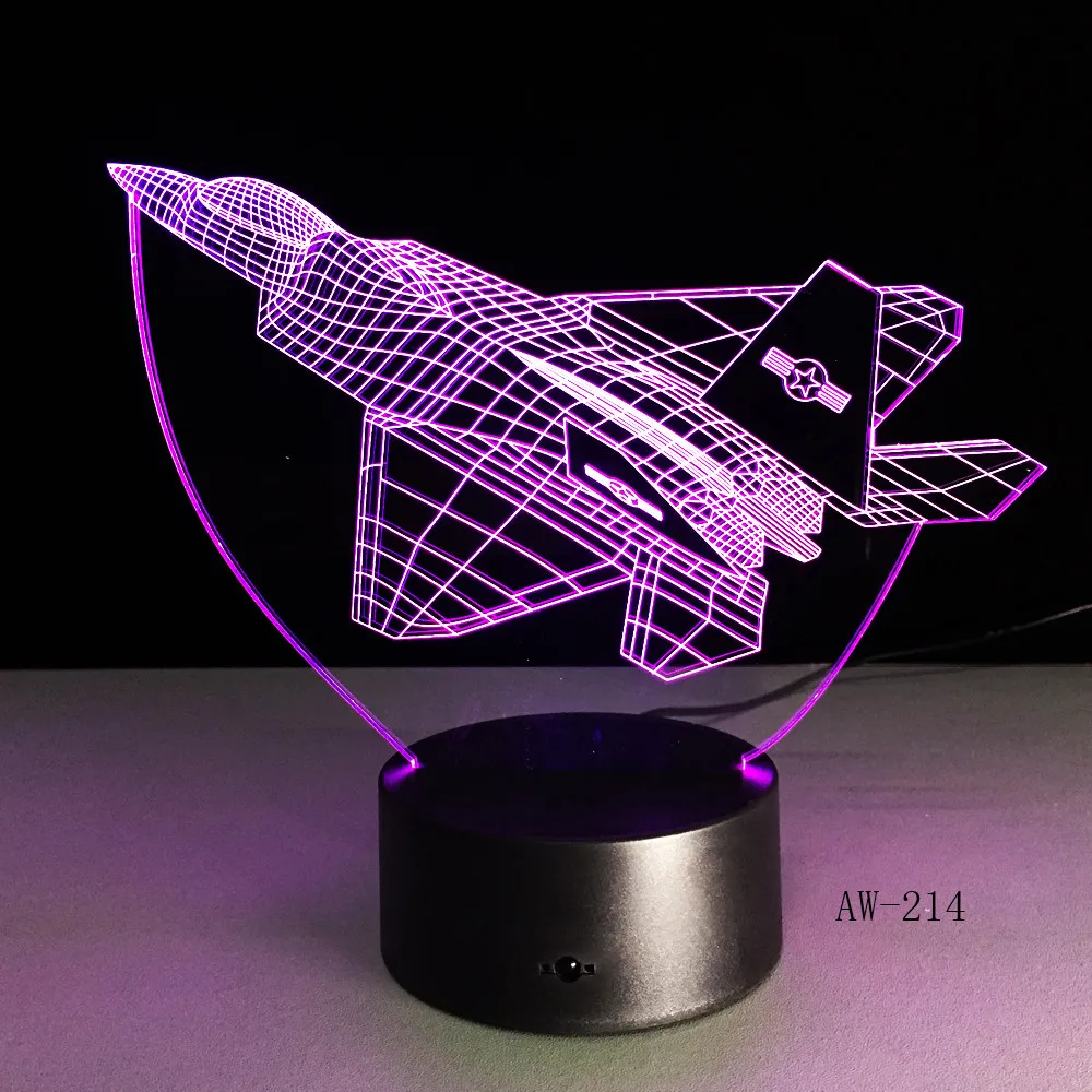 Aircraft 3D Led Light Illusion Colorful Desk Table Lamp Office Light Night Light Home Atmosphere Lamp Drop Shipp AW-213