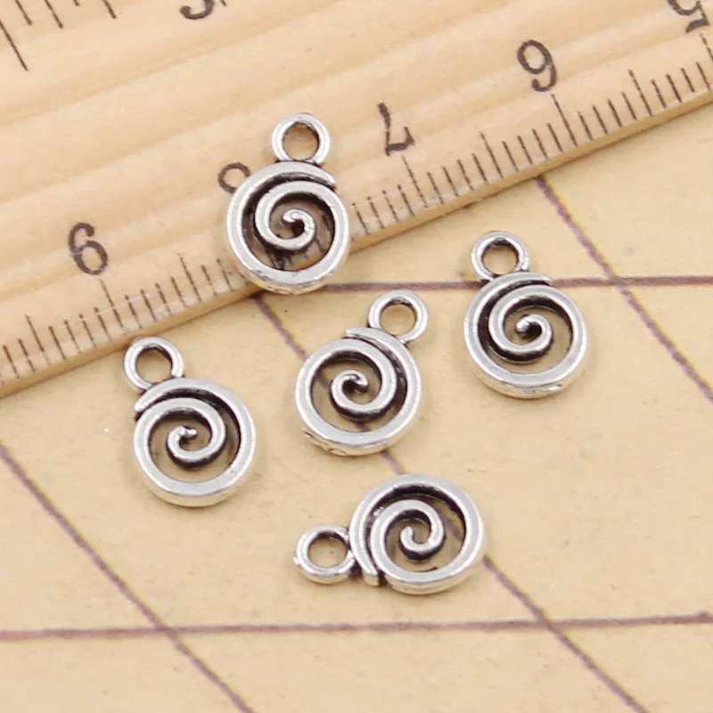 30pcs Charms Spiral Screw Helix Spire Volution 12x8mm Tibetan Silver Color Pendants Antique Jewelry Making DIY Handmade Craft