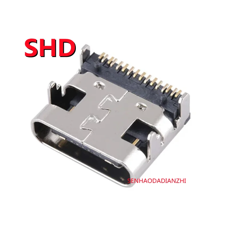 50pcs Micro USB-3.1 SMD 16P type-c Female Connector Socket DIP4 Hd Transmission Interface For Smartphones End Plug Charging plug